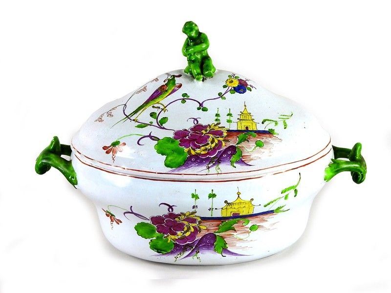 Zuppiera Ovale in Maiolica Policroma