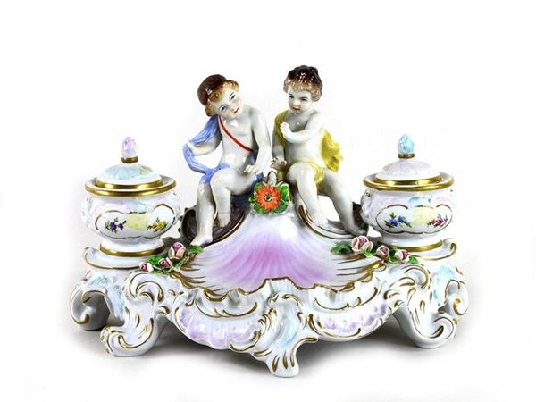 Painted Porcelain Inkstand