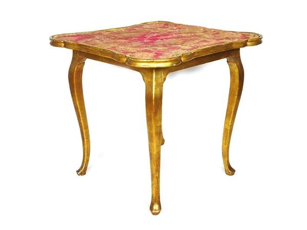 Tavolino quadrato in legno dorato