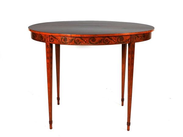 Painted Walnut Veneered Oval Table