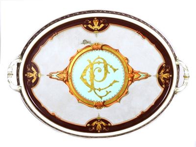 Vassoio Biansato in Porcellana Policroma