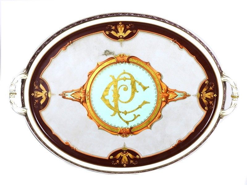 Vassoio Biansato in Porcellana Policroma