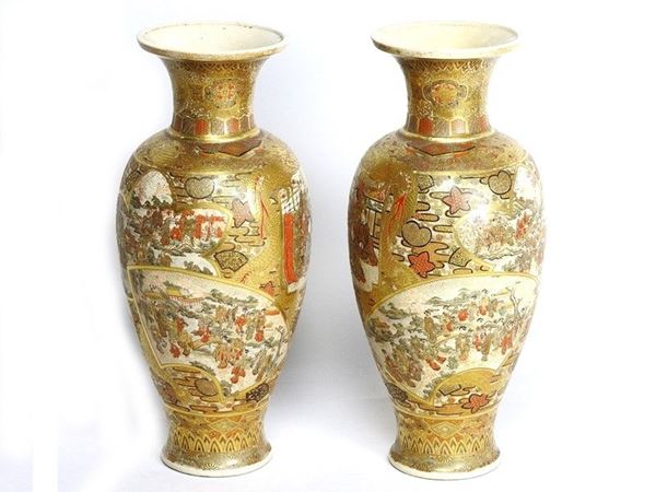 Pair of Porcelain Baluster Vases