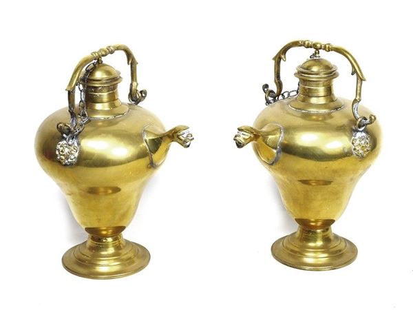 Pair of Gilded Bronze Amphoras