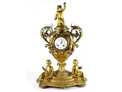Orologio da Camino in Bronzo Dorato