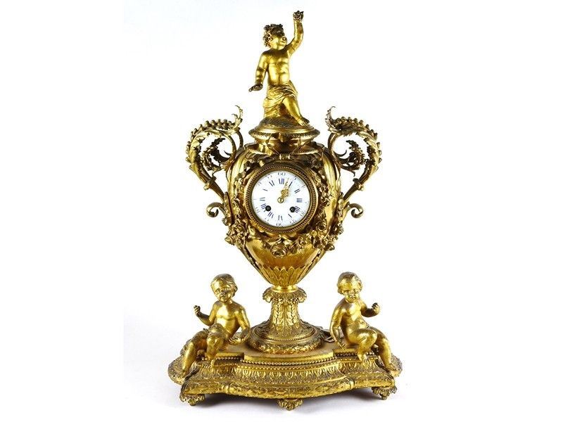 Orologio da Camino in Bronzo Dorato
