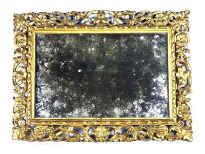 Specchiera Rettangolare in Legno Intagliato e Dorato