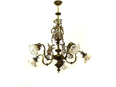 Lampadario in Metallo Dorato