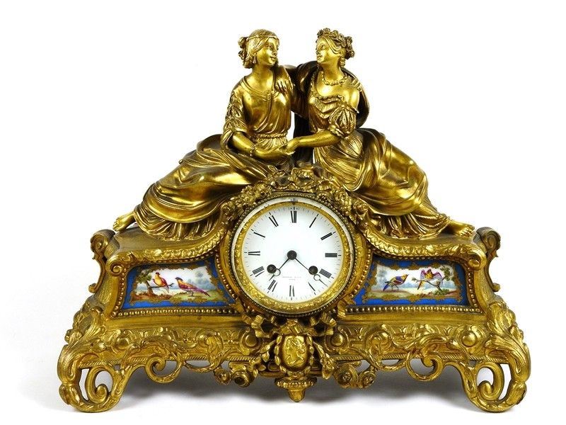 Orologio da Camino in Bronzo Dorato