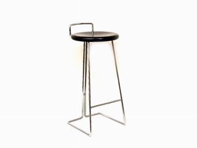 Sgabello in Plastica Nera e Metallo Cromato, , Difetti Plastic And Metal