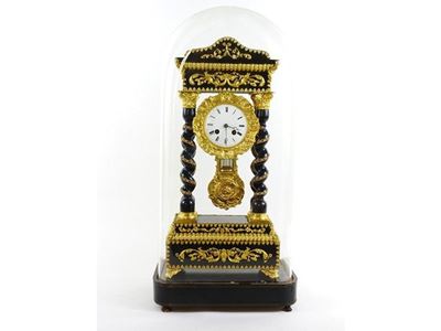 Orologio a Pendolo da Camino in Legno Ebanizzato