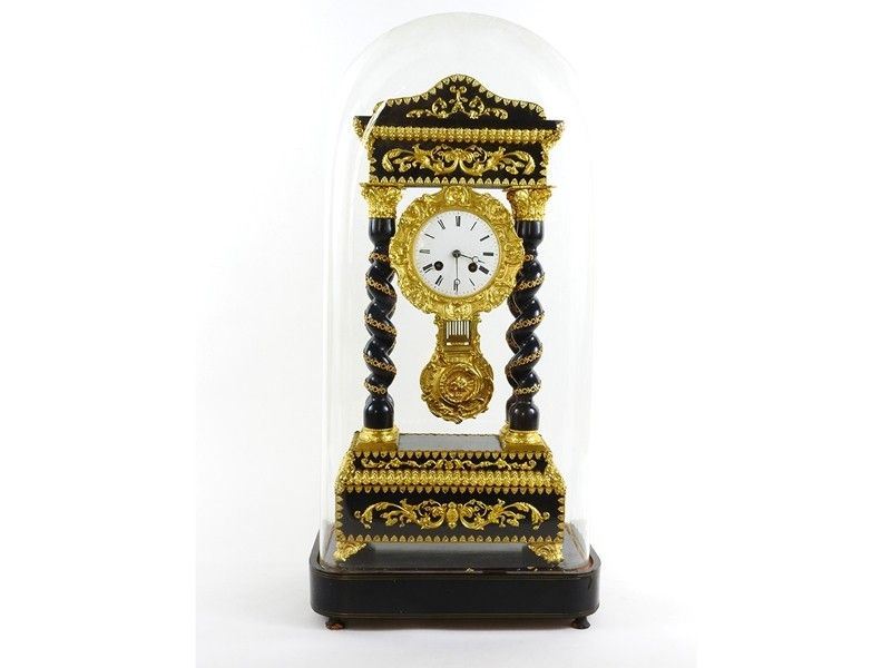Orologio a Pendolo da Camino in Legno Ebanizzato