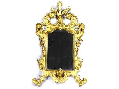 Specchiera Sagomata in Legno Intagliato e Dorato