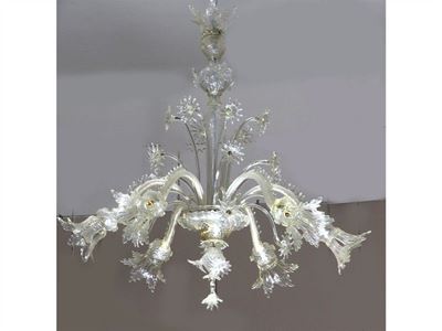 Lampadario in Vetro Soffiato Incolore